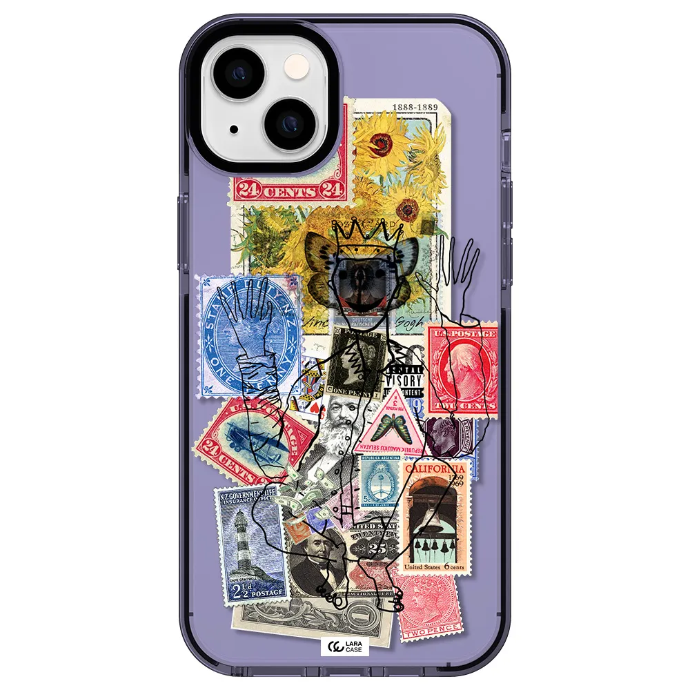 Stamp Collection Apple iPhone 14 plus impact Lilac Case