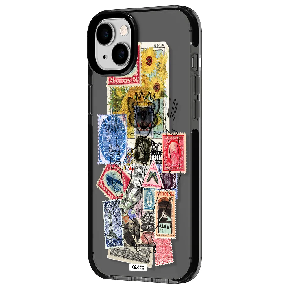 Stamp Collection Apple iPhone 14 plus impact Smoke Black Case