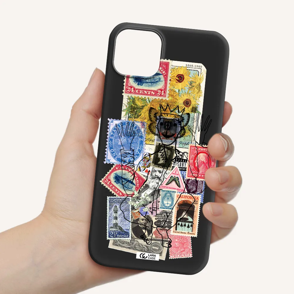 Stamp Collection Apple iPhone 14 plus Silicone black Case