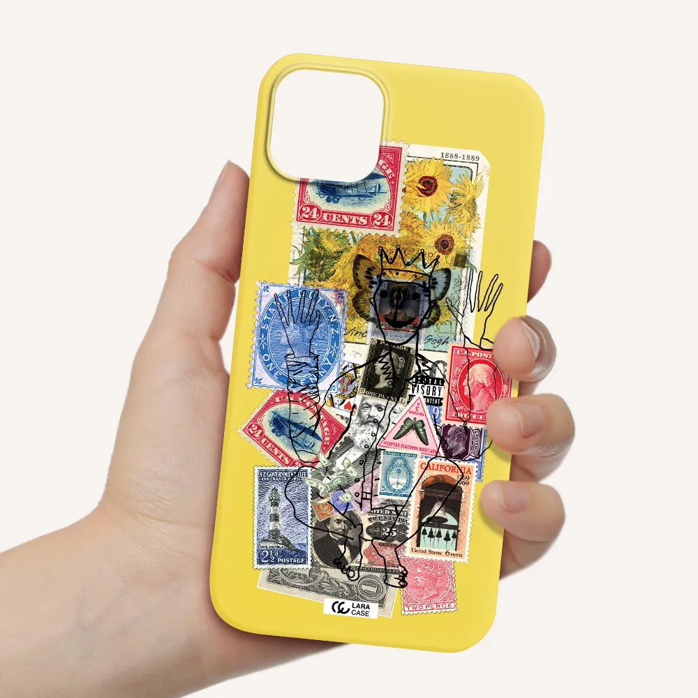 Stamp Collection Apple iPhone 14 plus Silicone canary yellow Case