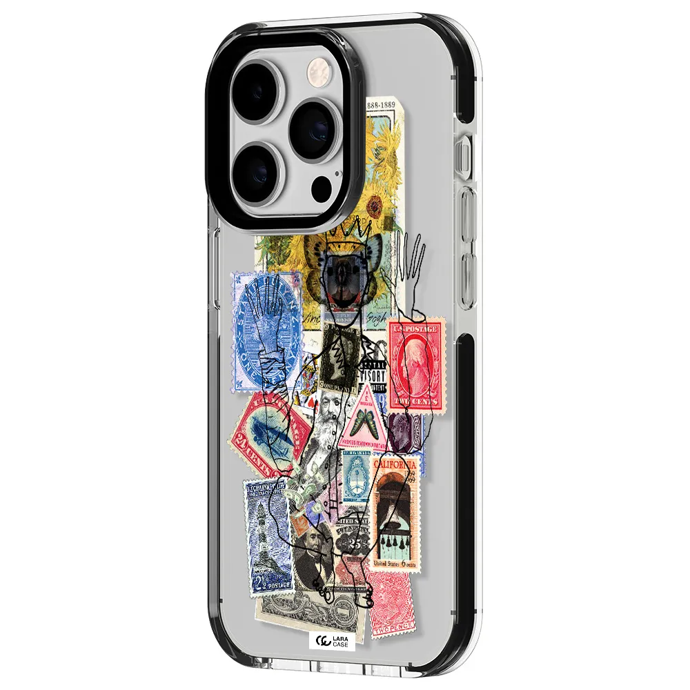 Stamp Collection Apple iPhone 14 pro impact black border Case