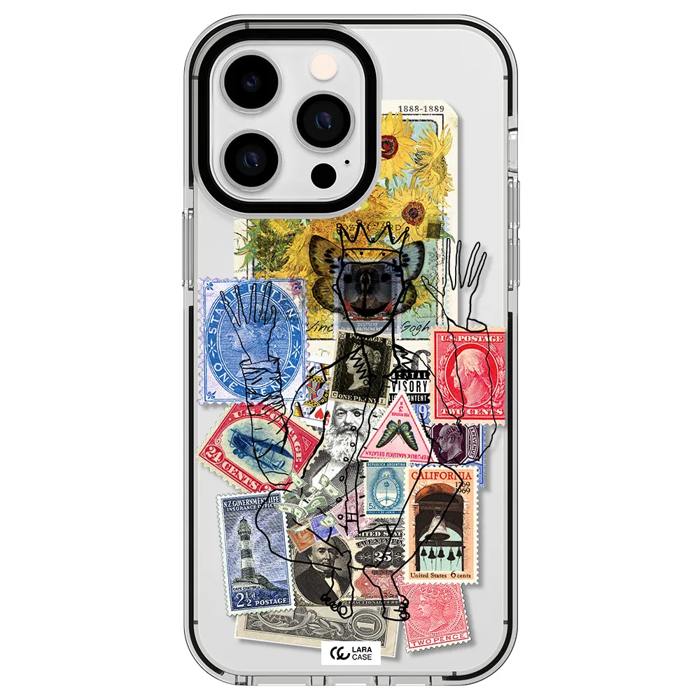 Stamp Collection Apple iPhone 14 pro max impact black border Case