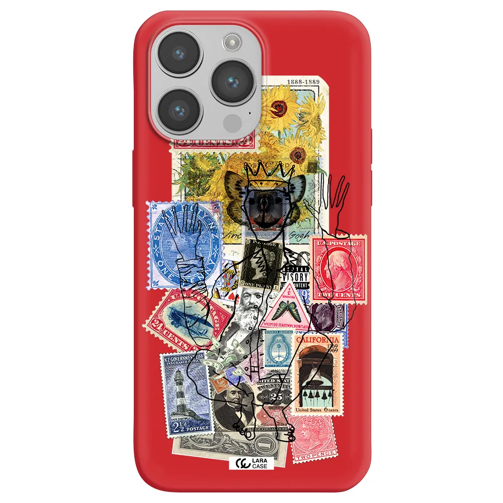Stamp Collection Apple iPhone 14 pro max Silicone Imperial Red Case