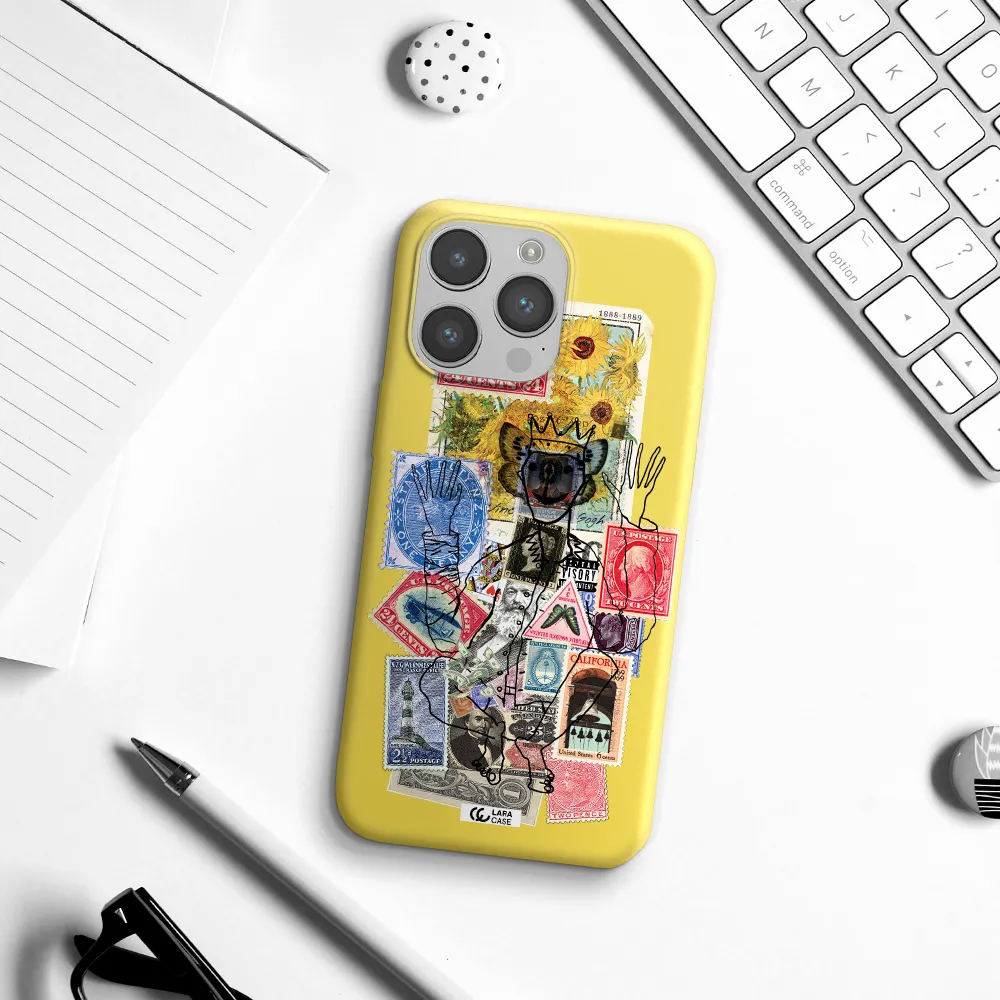 Stamp Collection Apple iPhone 14 pro Silicone canary yellow Case