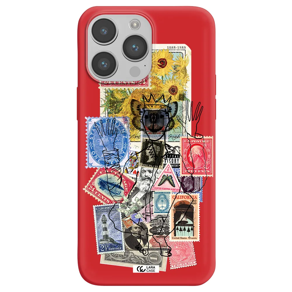 Stamp Collection Apple iPhone 14 pro Silicone Imperial Red Case