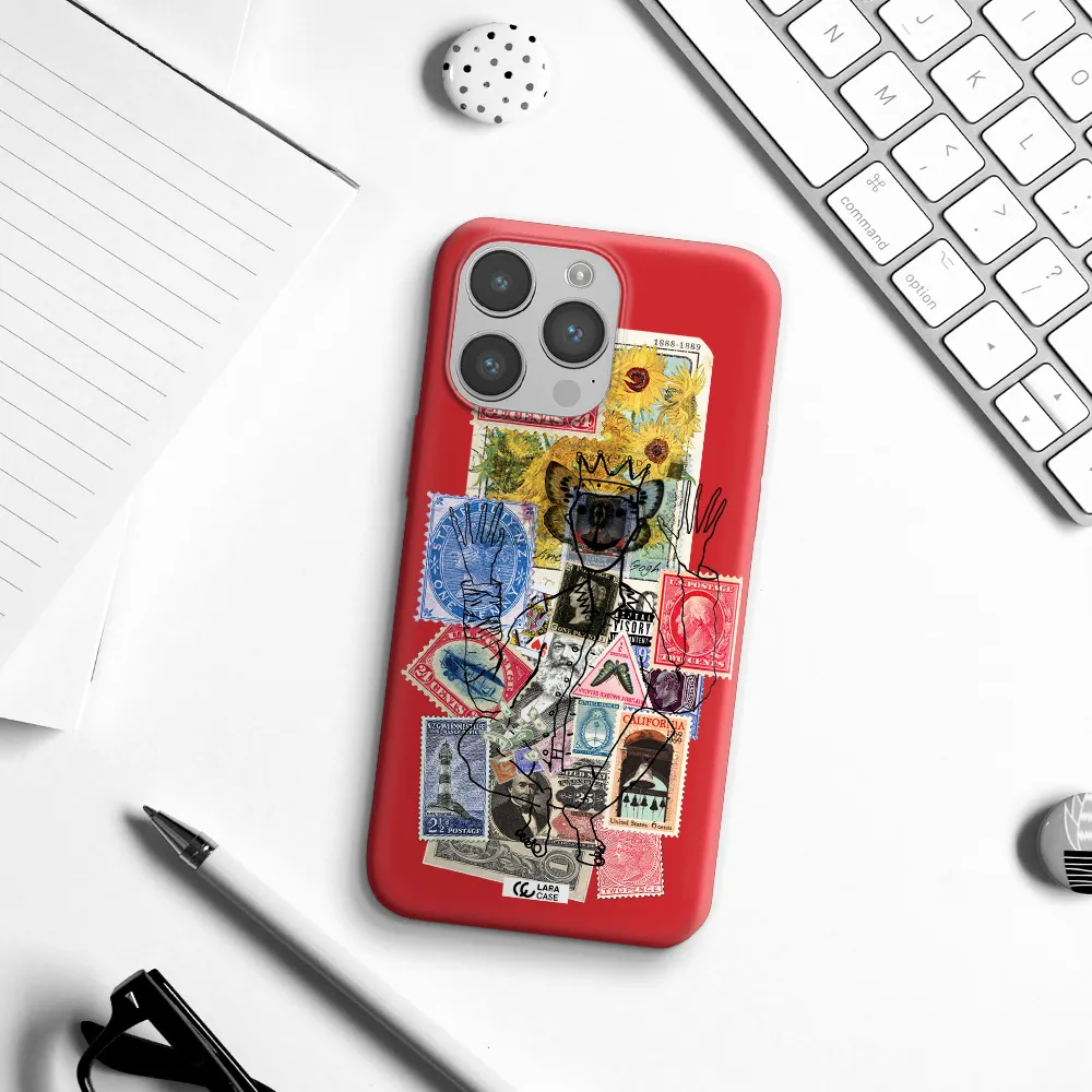 Stamp Collection Apple iPhone 14 pro Silicone Imperial Red Case