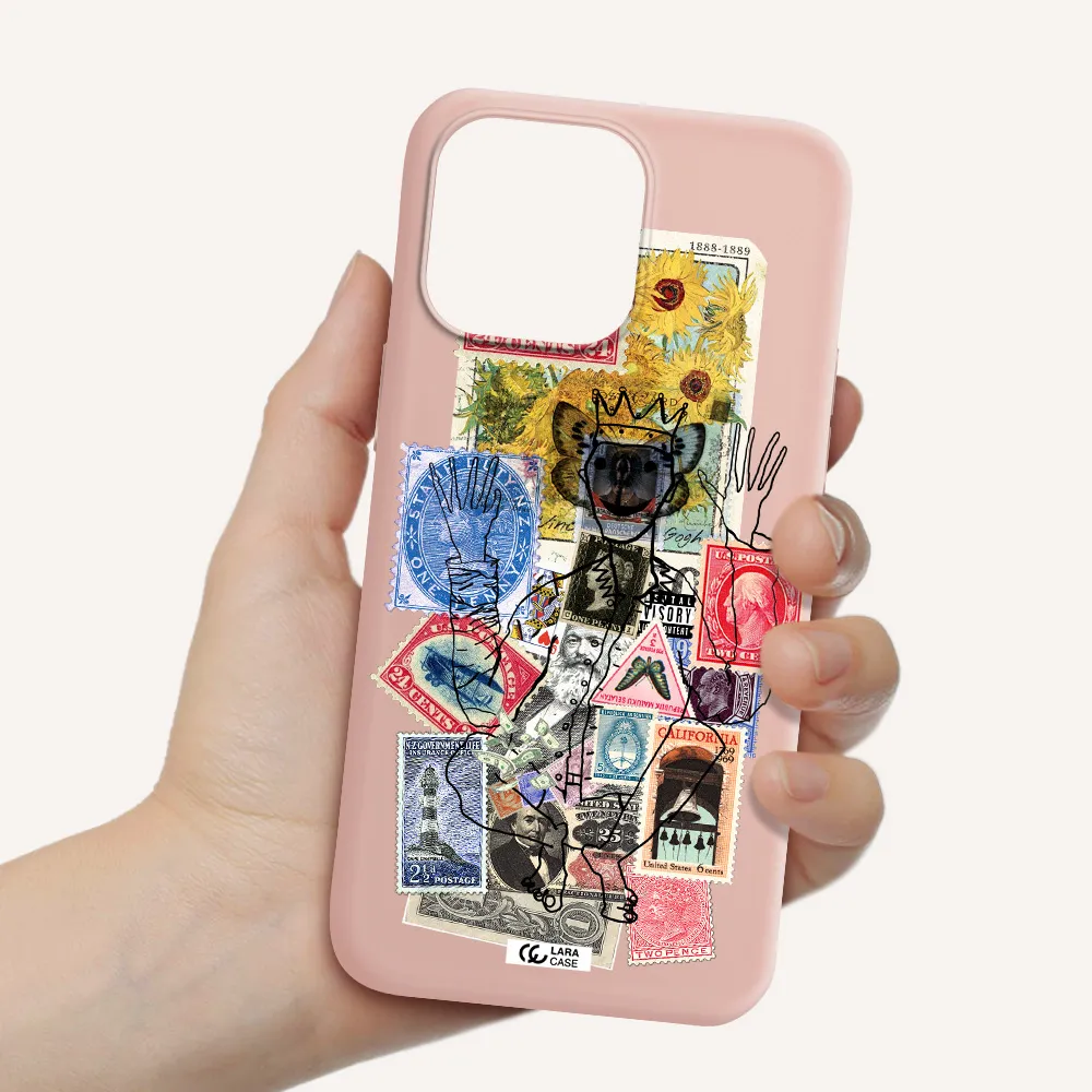 Stamp Collection Apple iPhone 14 pro Silicone pastel pink Case