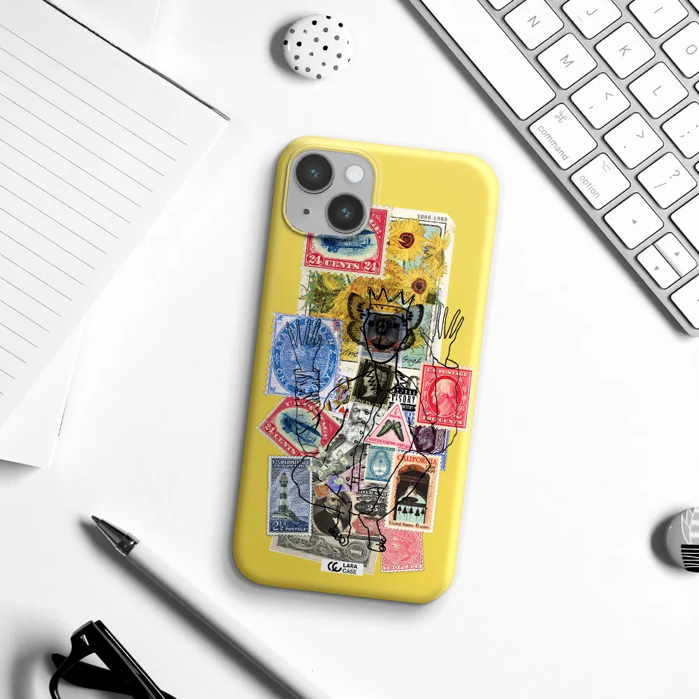 Stamp Collection Apple iPhone 14 Silicone canary yellow Case