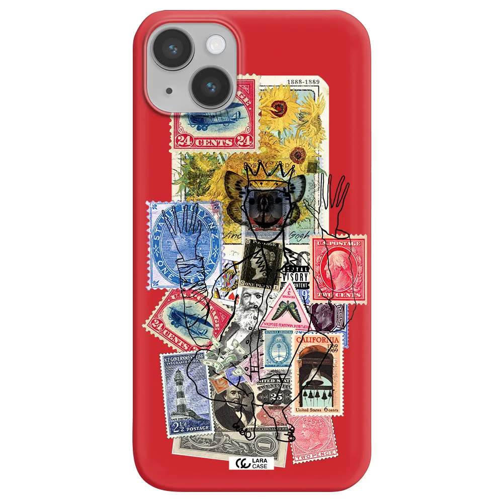Stamp Collection Apple iPhone 14 Silicone Imperial Red Case