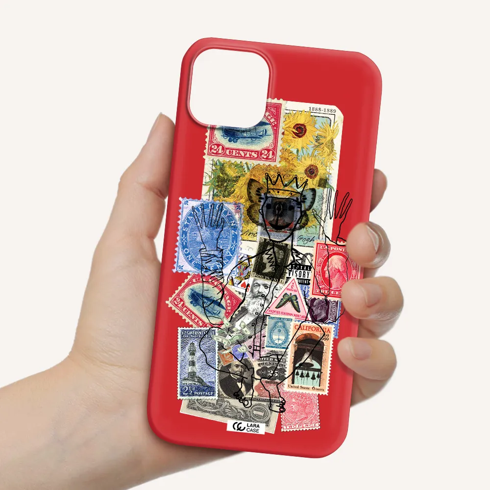 Stamp Collection Apple iPhone 14 Silicone Imperial Red Case