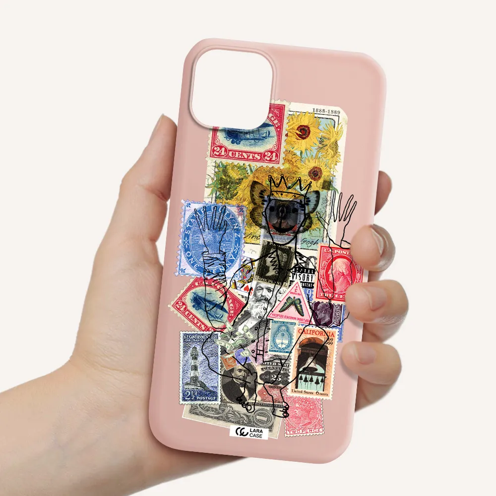 Stamp Collection Apple iPhone 14 Silicone pastel pink Case