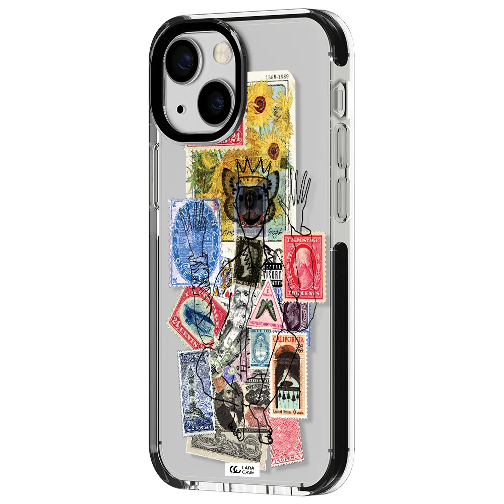 Stamp Collection Apple iPhone 15 impact black border Case