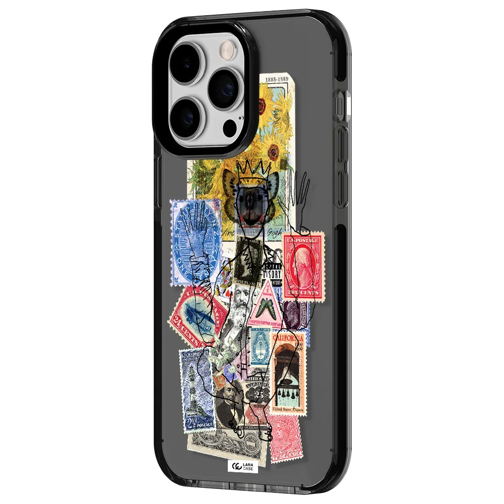 Stamp Collection Apple iPhone 15 Pro impact Smoke Black Case