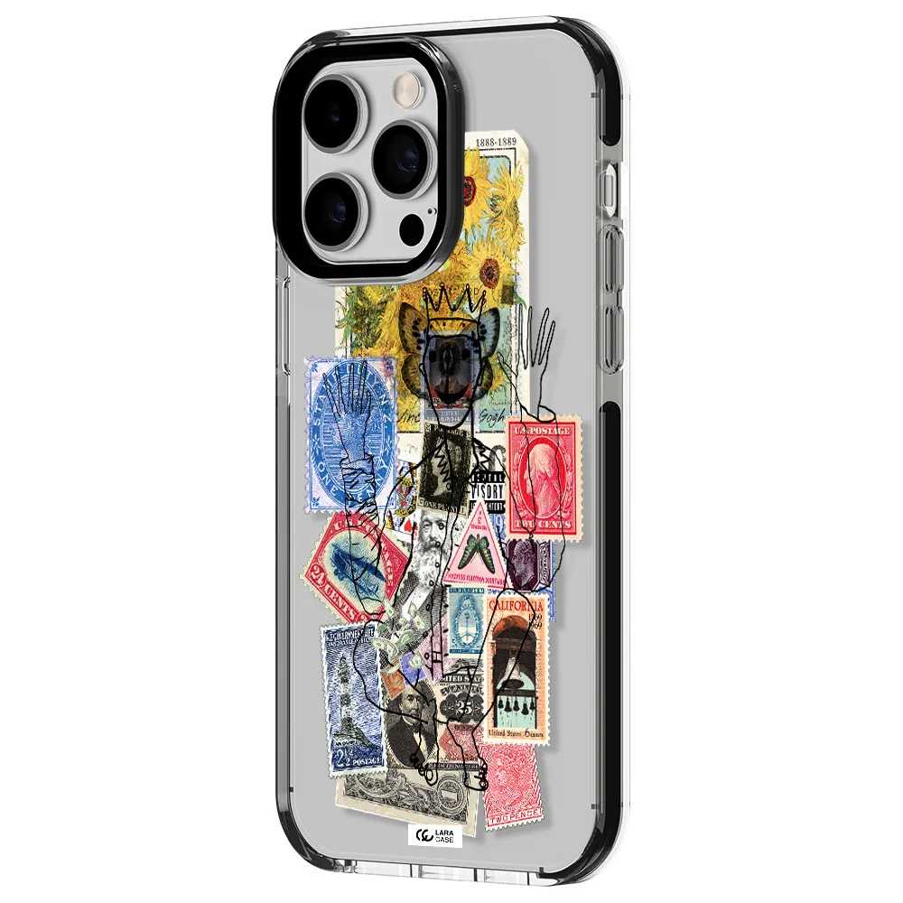 Stamp Collection Apple iPhone 15 Pro Max impact black border Case