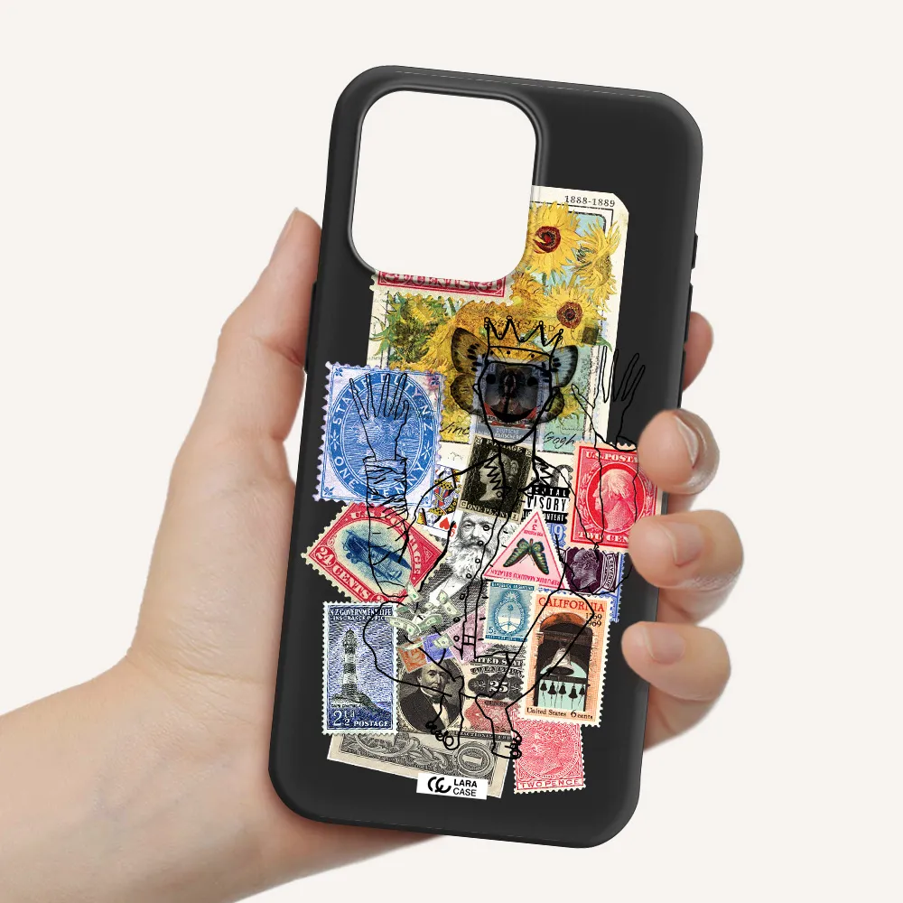 Stamp Collection Apple Iphone 15 Pro max Silicone black Case