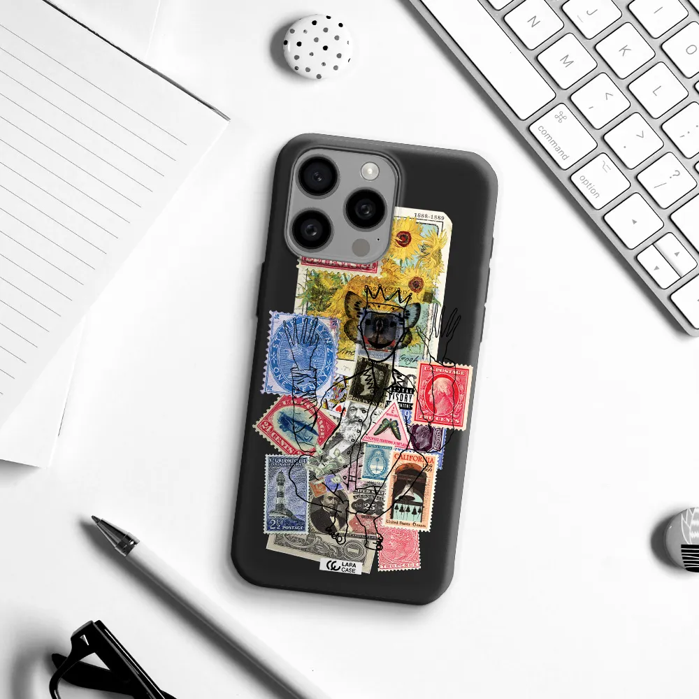 Stamp Collection Apple Iphone 15 Pro max Silicone black Case