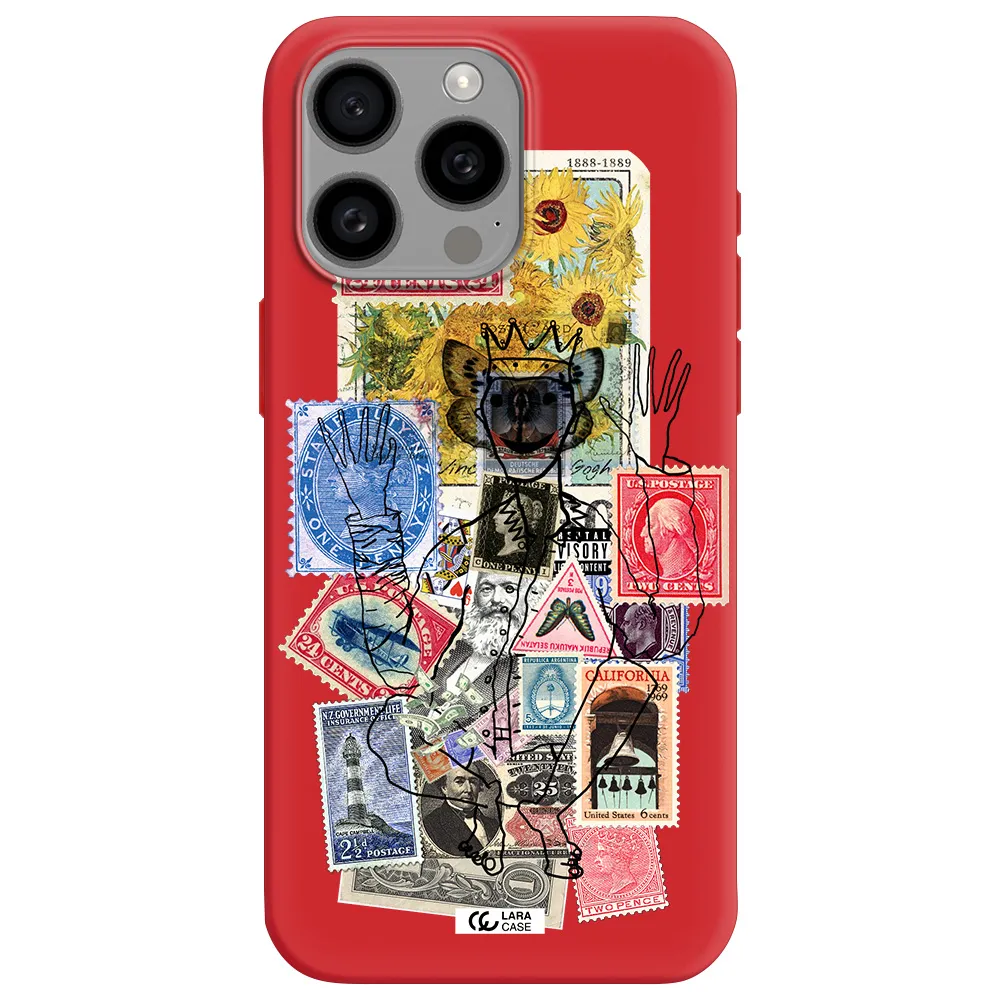 Stamp Collection Apple Iphone 15 Pro Max Silicone Imperial Red Case