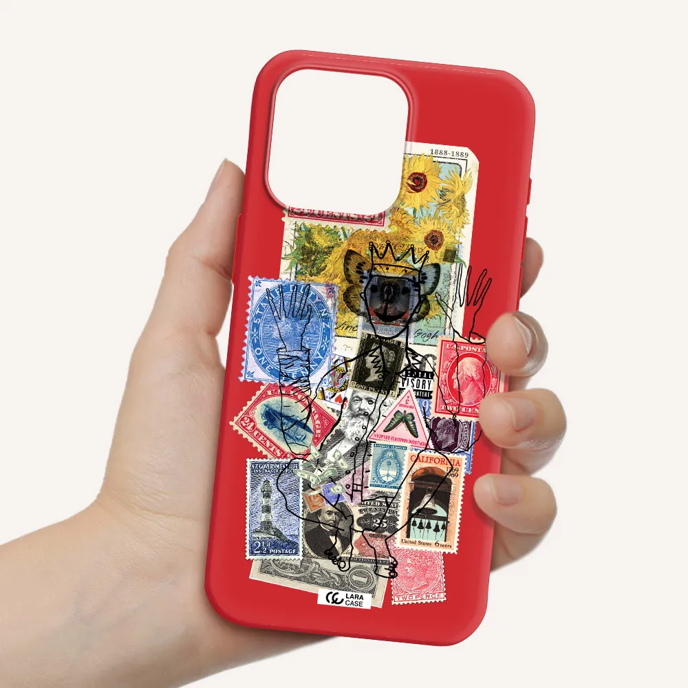 Stamp Collection Apple Iphone 15 Pro Max Silicone Imperial Red Case