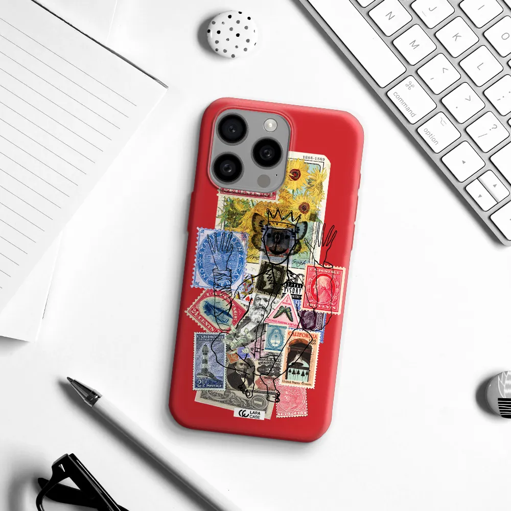 Stamp Collection Apple Iphone 15 Pro Max Silicone Imperial Red Case