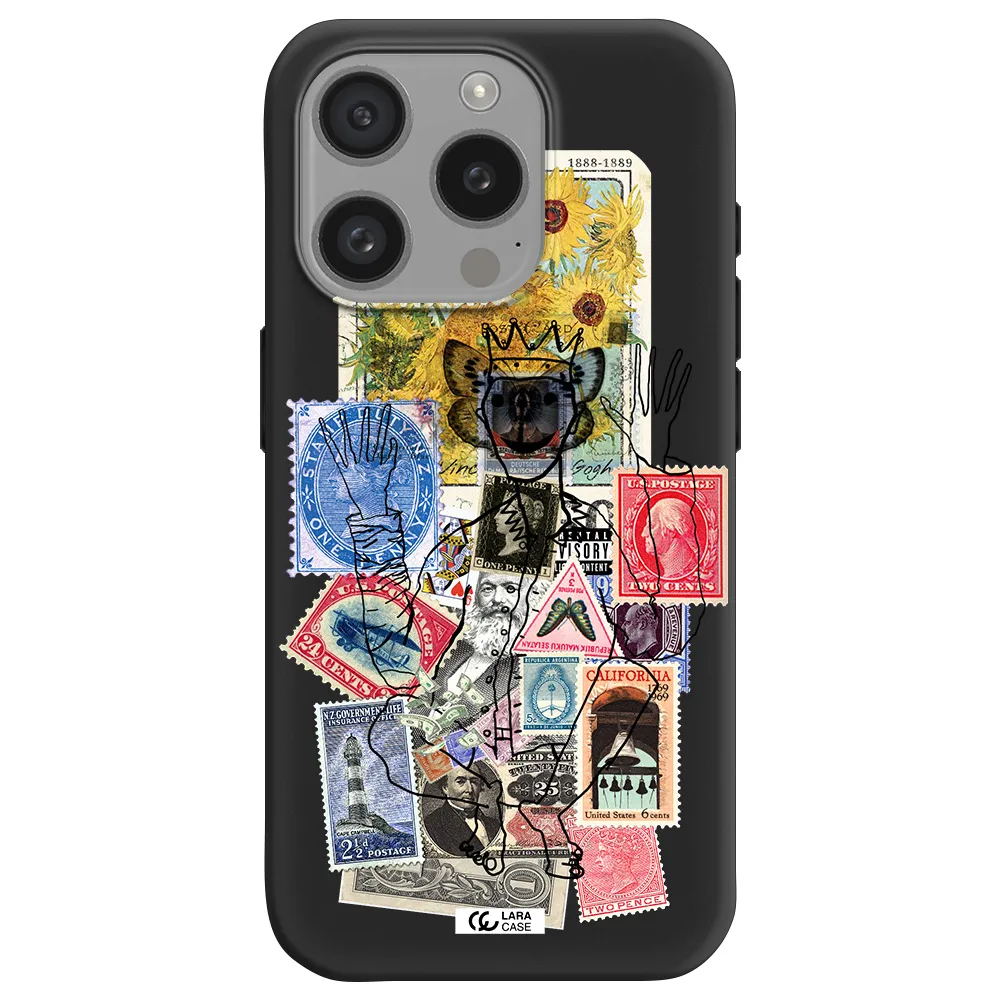 Stamp Collection Apple Iphone 15 Pro Silicone Black Case