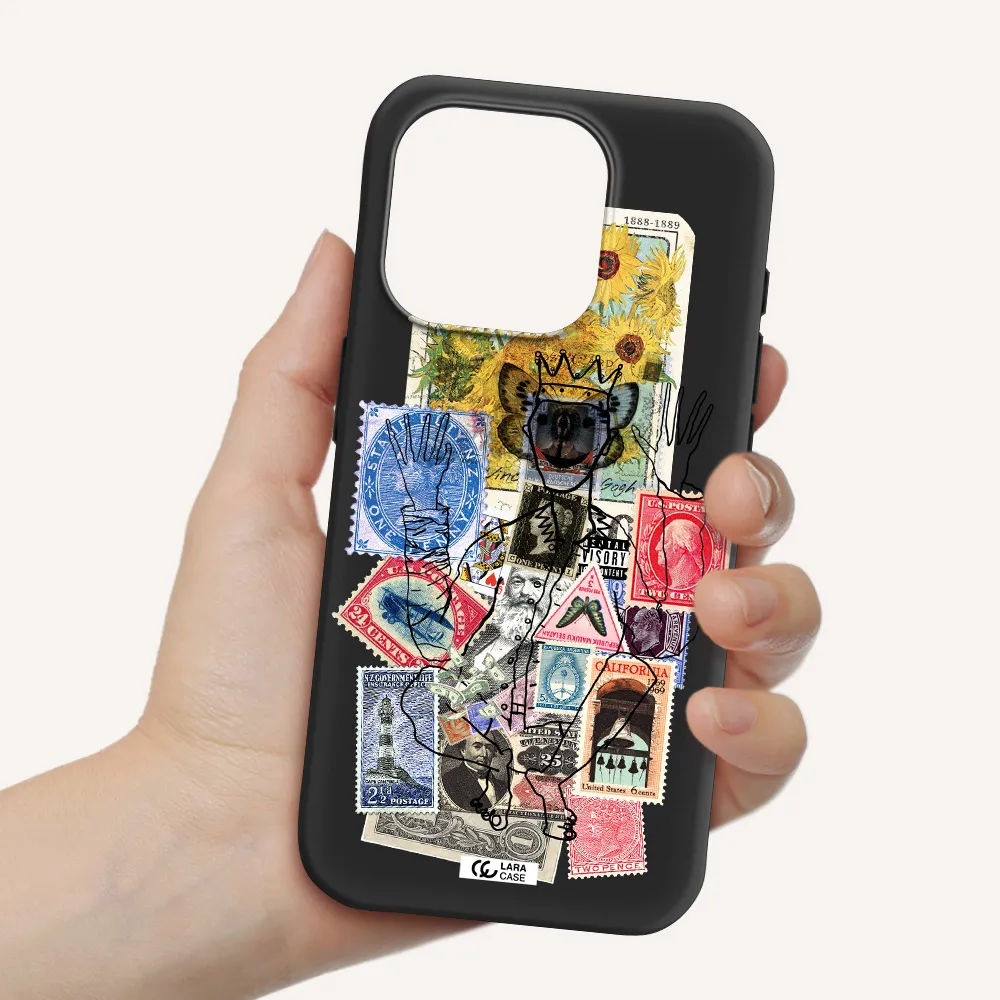 Stamp Collection Apple Iphone 15 Pro Silicone Black Case