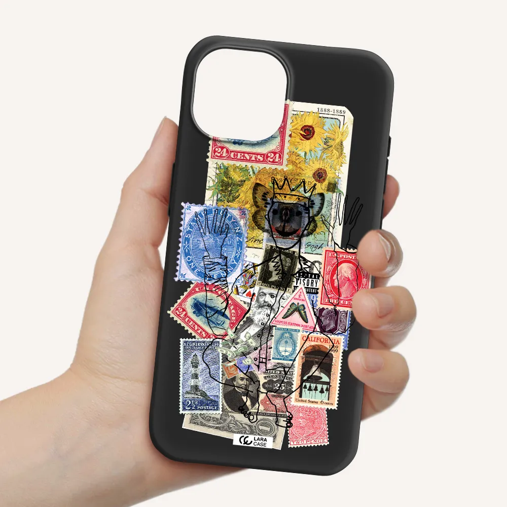 Stamp Collection Apple iPhone 15 Silicone black Case