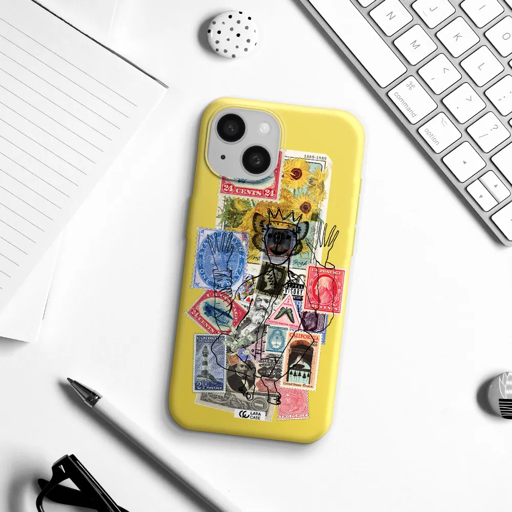 Stamp Collection Apple iPhone 15 Silicone canary yellow Case