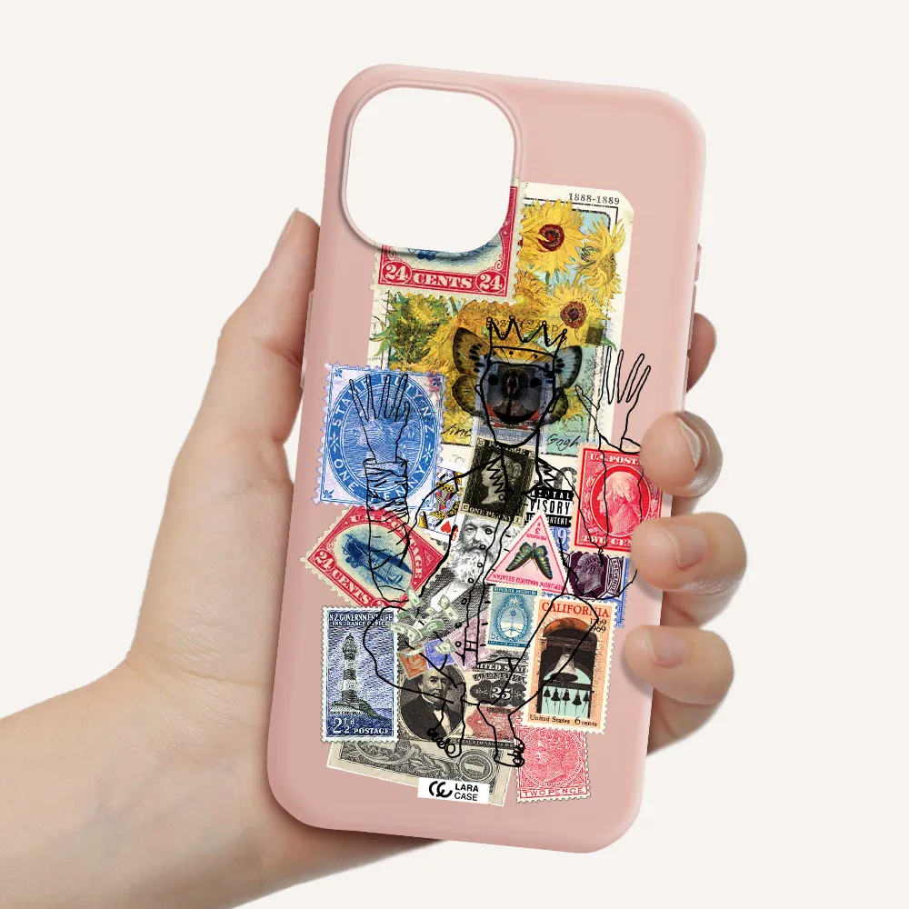 Stamp Collection Apple Iphone 15 Silicone Pastel Pink Case