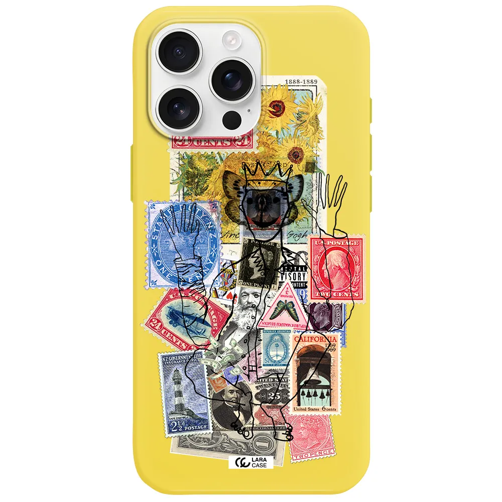 Stamp Collection Apple Iphone 16 Pro Max Silicone Canary Yellow Case
