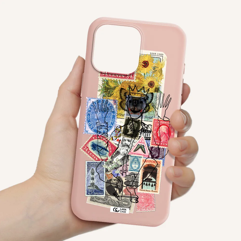 Stamp Collection Apple Iphone 16 Pro Max Silicone Pastel Pink Case