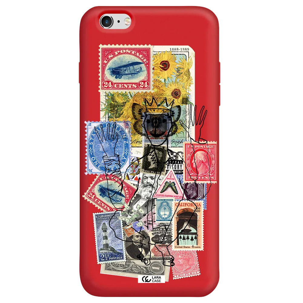 Stamp Collection Apple iPhone 6 plus Silicone Imperial Red Case