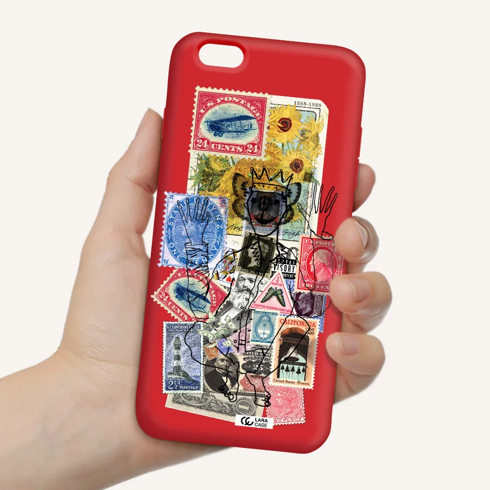 Stamp Collection Apple iPhone 6 s plus Silicone Imperial Red Case