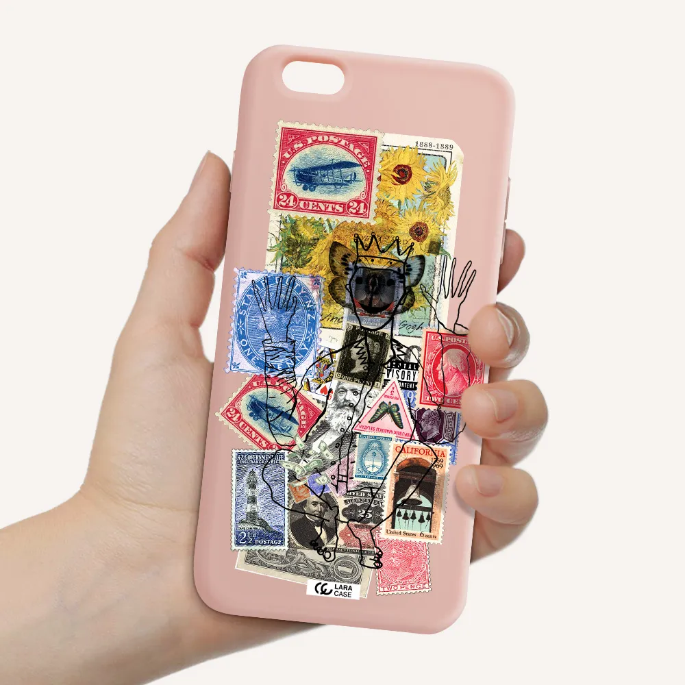 Stamp Collection Apple iPhone 6 s plus Silicone pastel pink Case