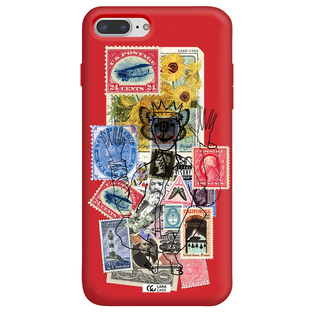 Stamp Collection Apple iPhone 7 plus Silicone Imperial Red Case