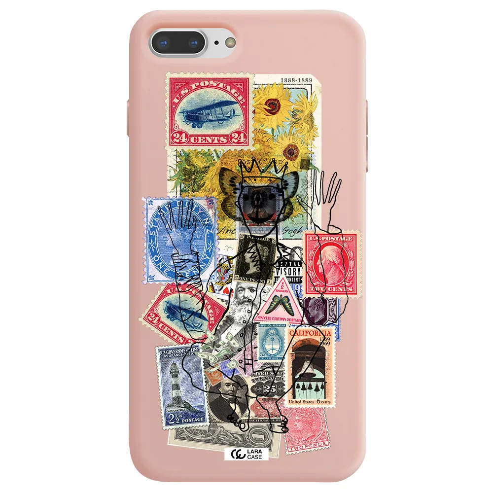 Stamp Collection Apple iPhone 7 plus Silicone pastel pink Case