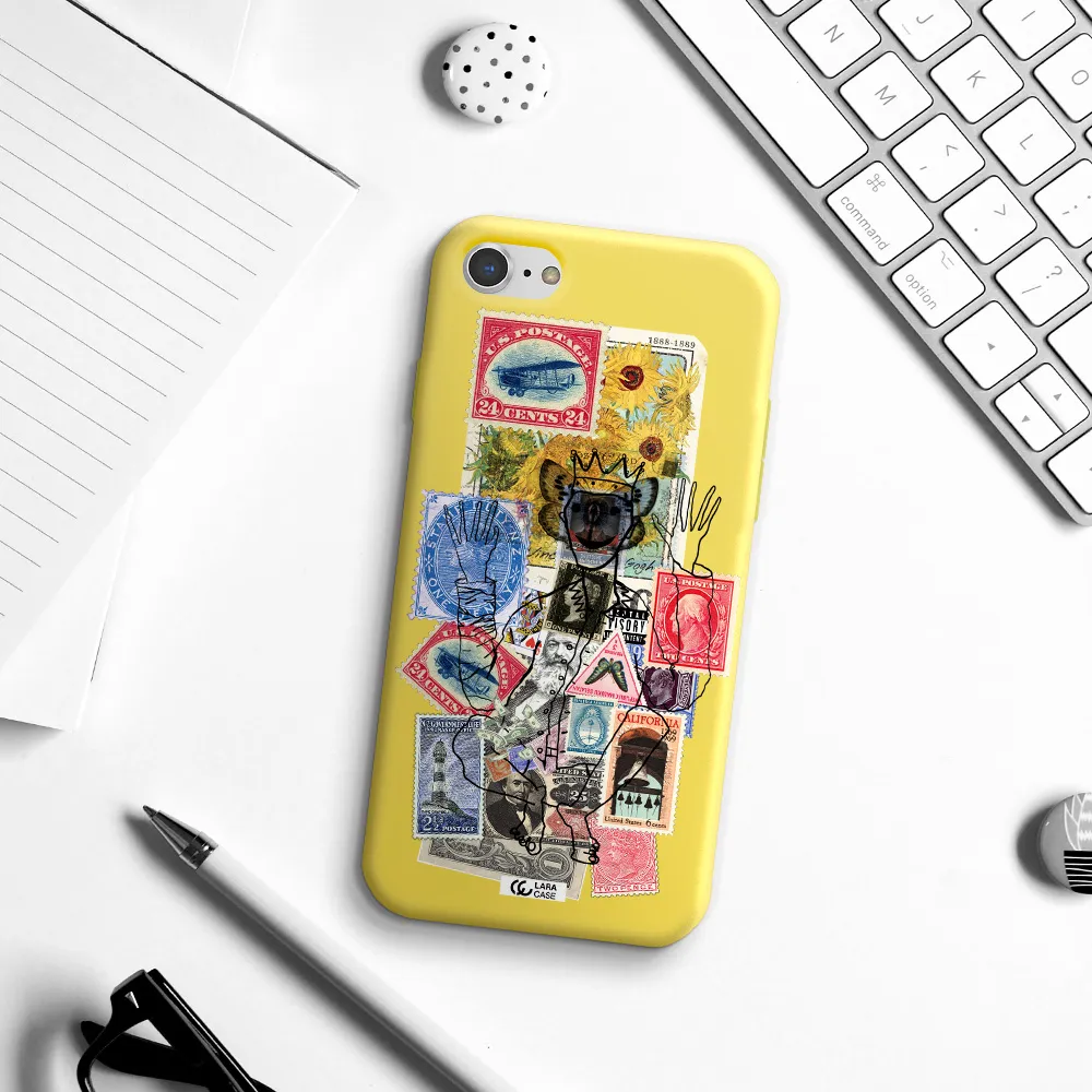 Stamp Collection Apple iPhone 7 Silicone canary yellow Case