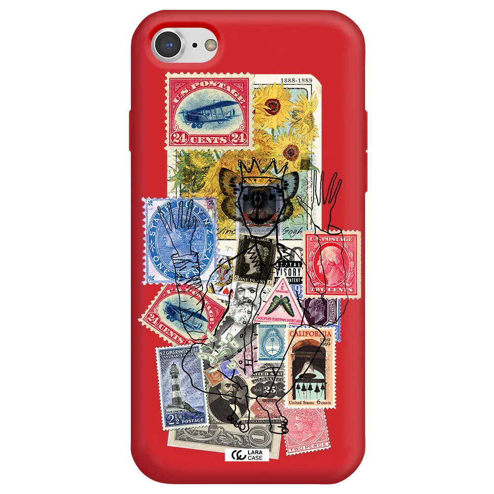 Stamp Collection Apple iPhone 7 Silicone Imperial Red Case