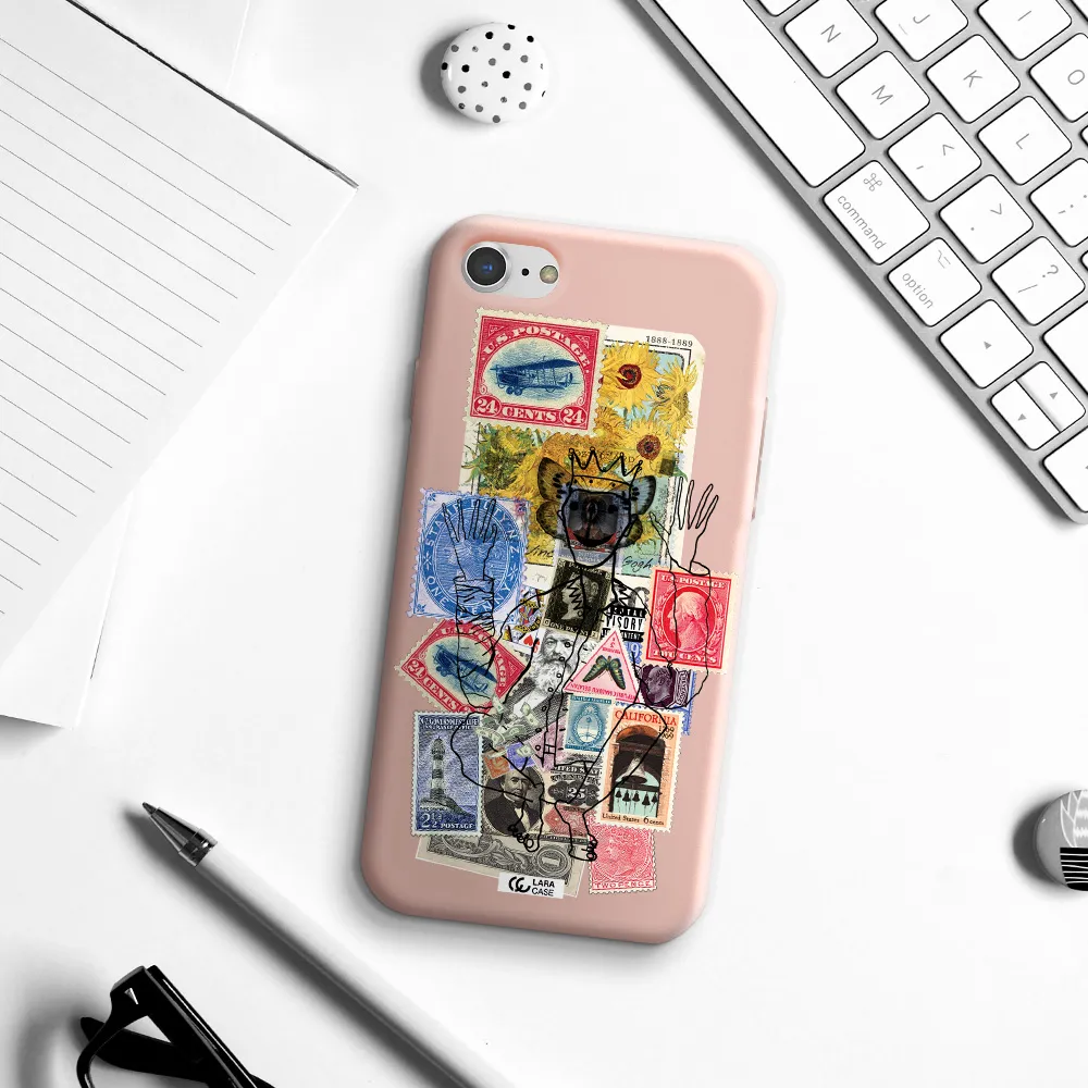 Stamp Collection Apple iPhone 7 Silicone pastel pink Case