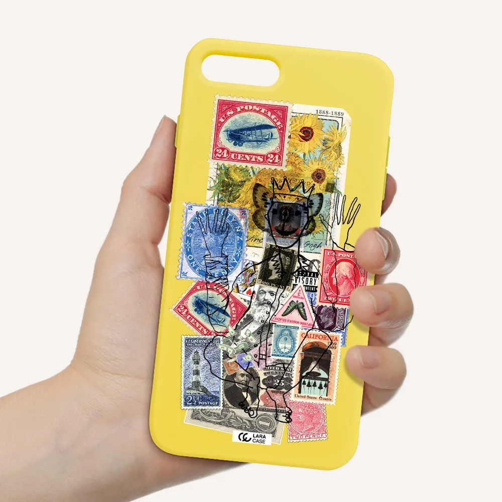 Stamp Collection Apple iPhone 8 plus Silicone canary yellow Case