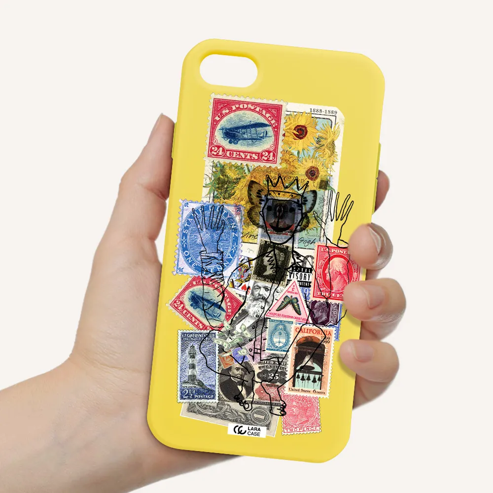 Stamp Collection Apple iPhone 8 Silicone canary yellow Case