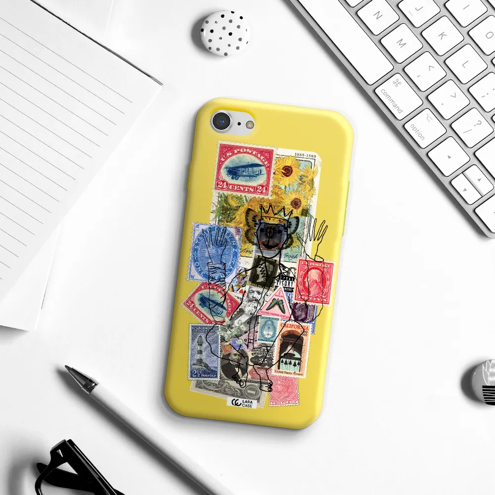 Stamp Collection Apple iPhone 8 Silicone canary yellow Case