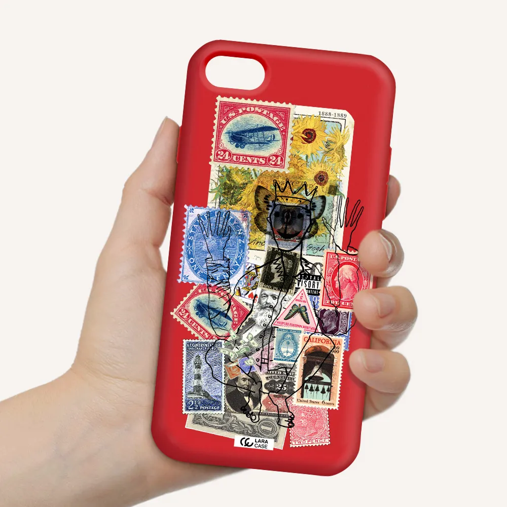 Stamp Collection Apple iPhone 8 Silicone Imperial Red Case