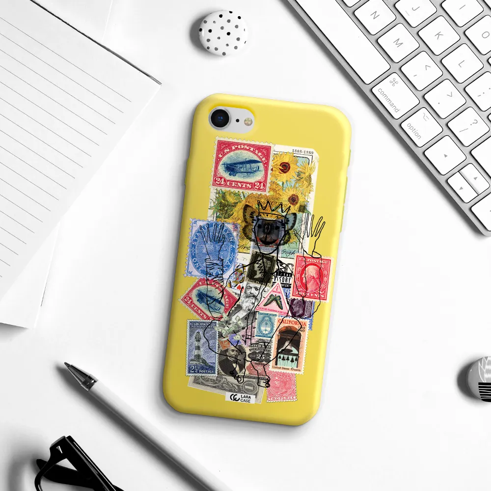 Stamp Collection Apple iPhone se 2020 Silicone canary yellow Case