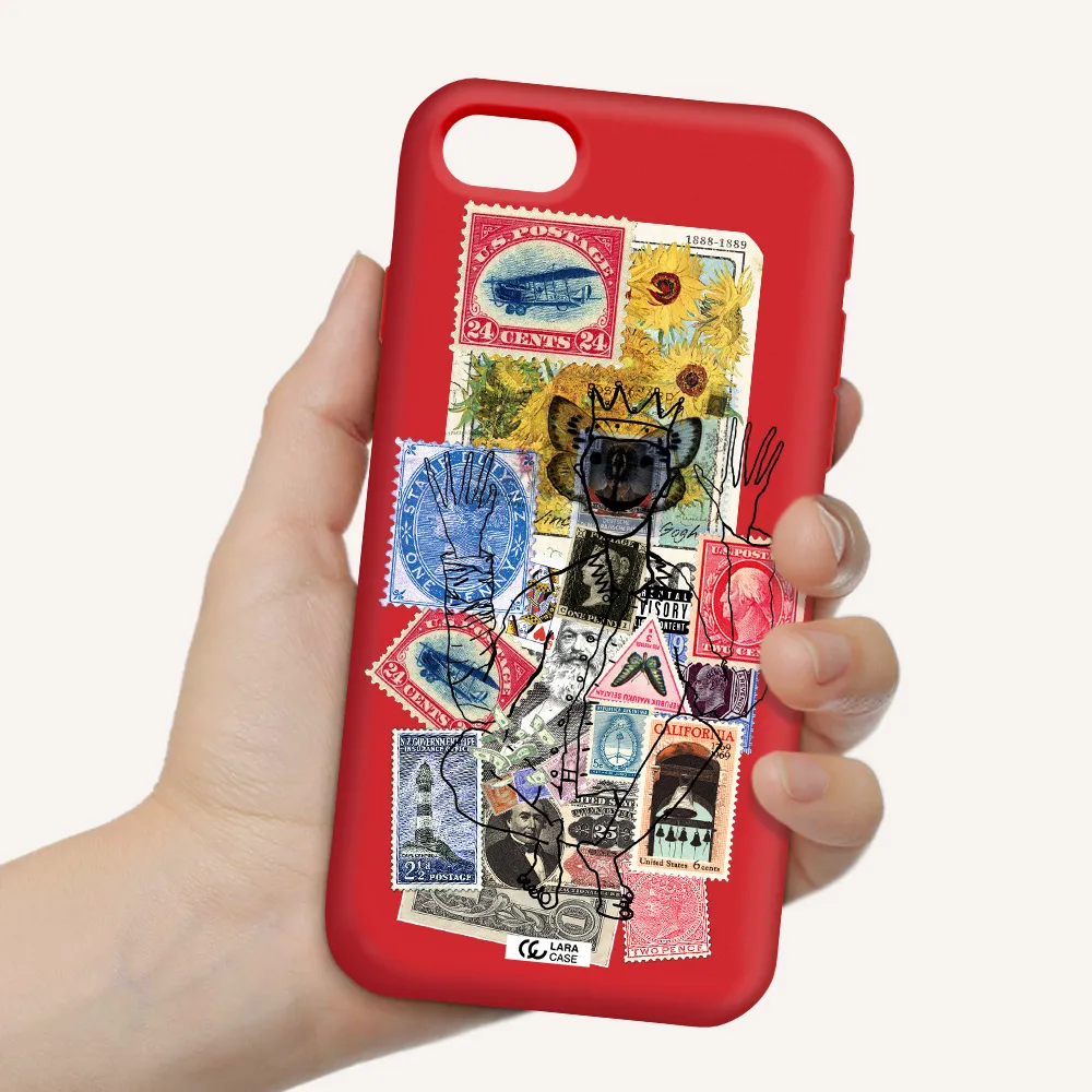 Stamp Collection Apple iPhone se 2020 Silicone Imperial Red Case