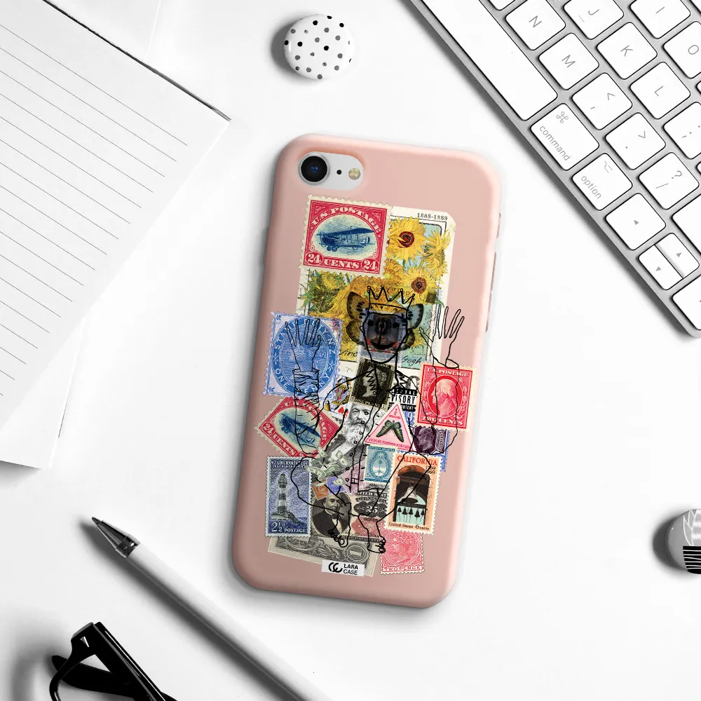 Stamp Collection Apple iPhone se 2020 Silicone pastel pink Case