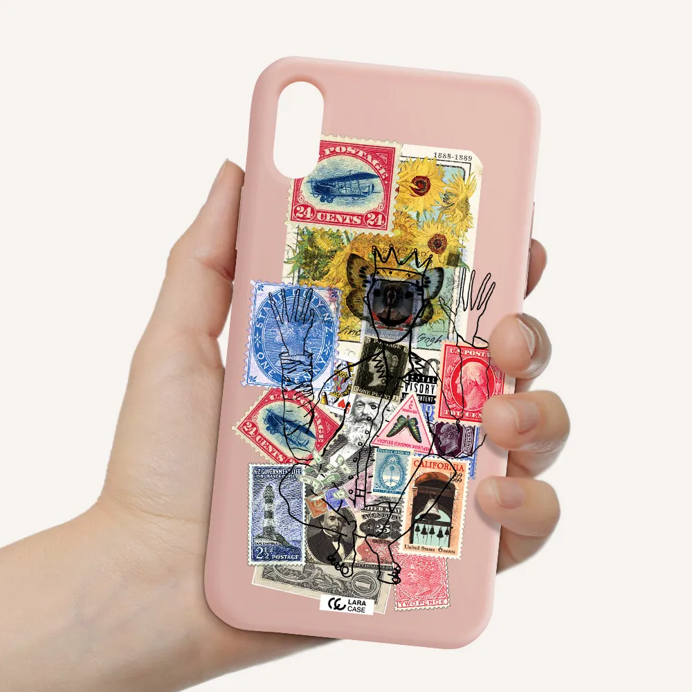 Stamp Collection Apple iPhone X Silicone pastel pink Case