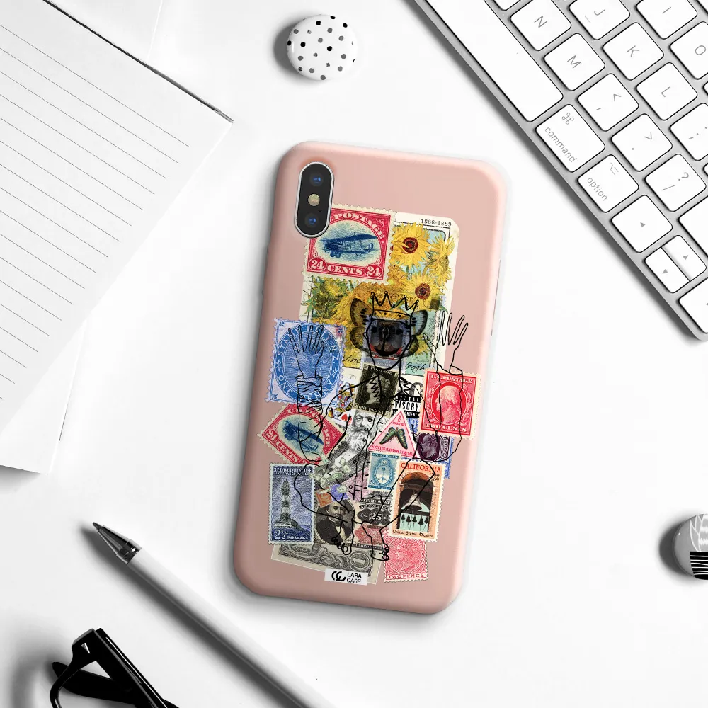 Stamp Collection Apple iPhone X Silicone pastel pink Case
