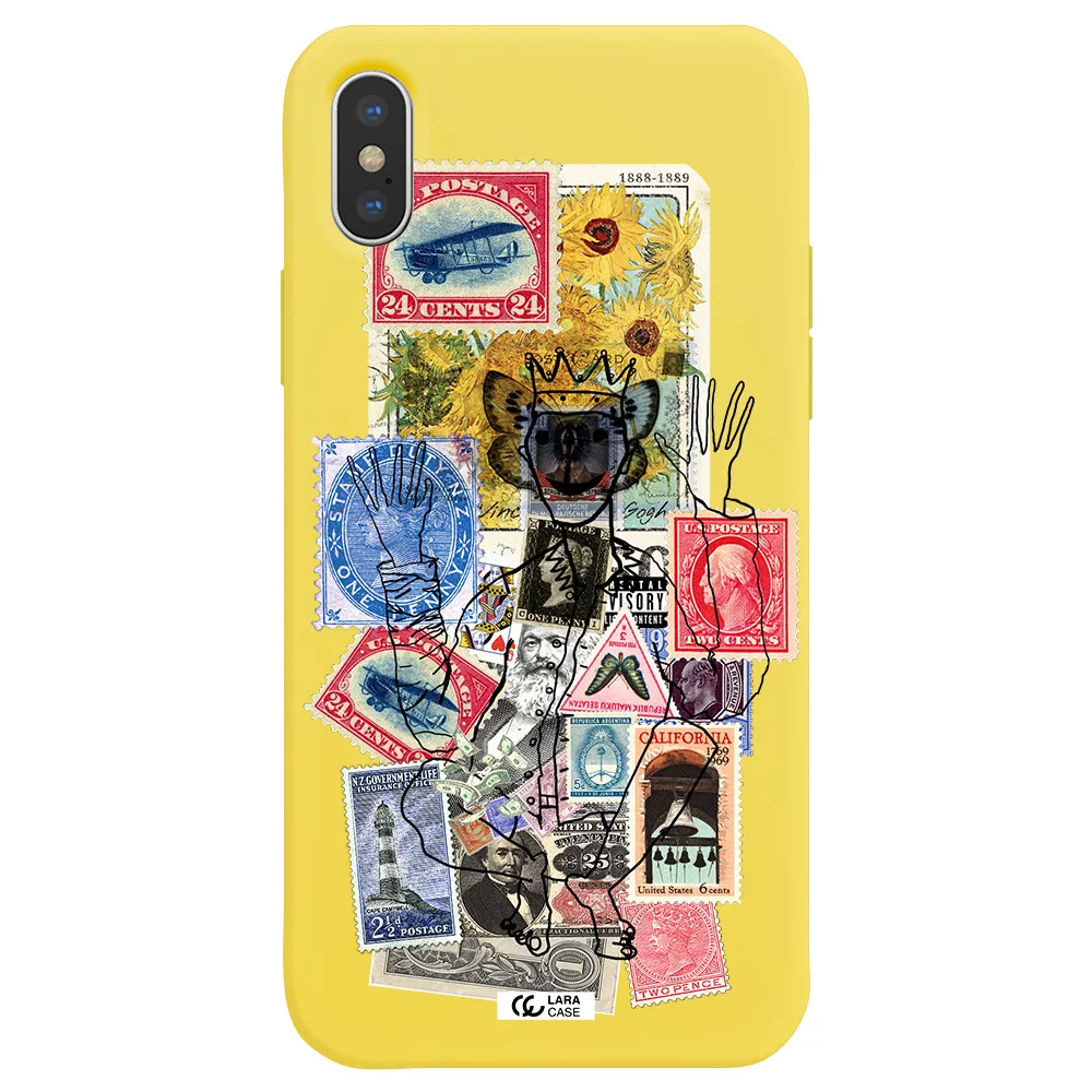 Stamp Collection Apple iPhone XS Silicone canary yellow Case