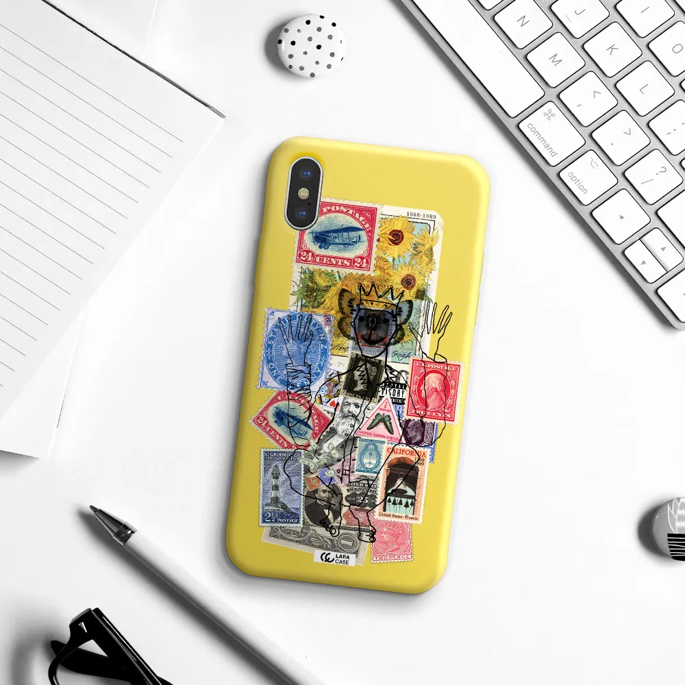 Stamp Collection Apple iPhone XS Silicone canary yellow Case
