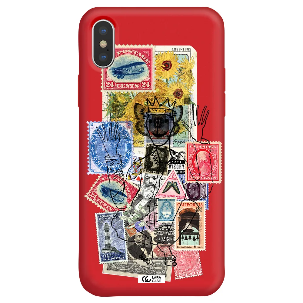 Stamp Collection Apple iPhone XS Silicone Imperial Red Case